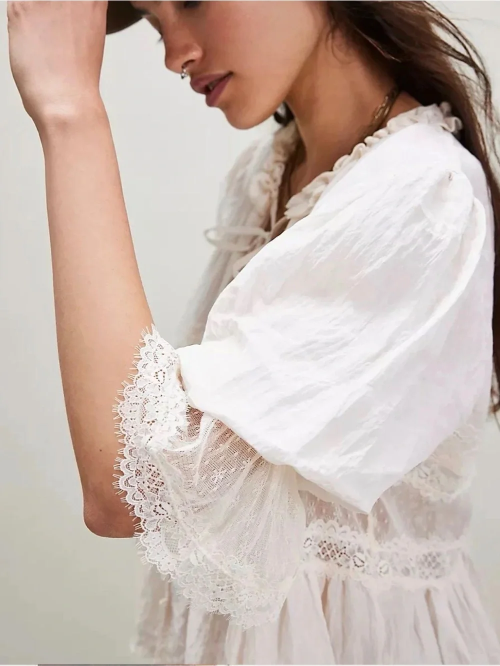 FREE PEOPLE Forever Young Bed Jacket in White Alyssum SIZE SMALL